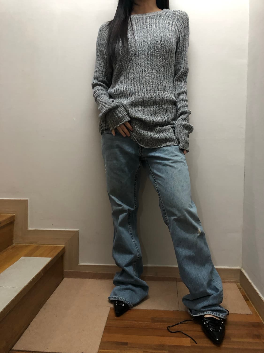 빈티지 버커루 라이트 그레이 니트 상품이미지5