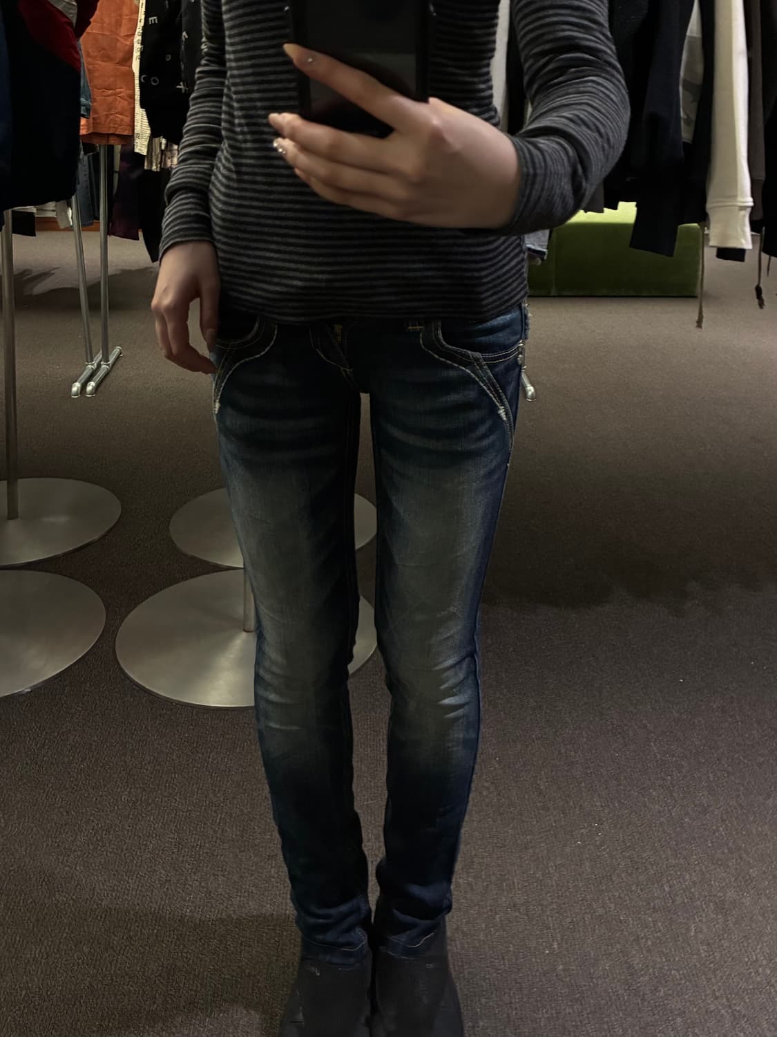 24)레드페퍼 빈티지 Y2K 큐빅 포인트 로우라이즈 데님팬츠 상품이미지3