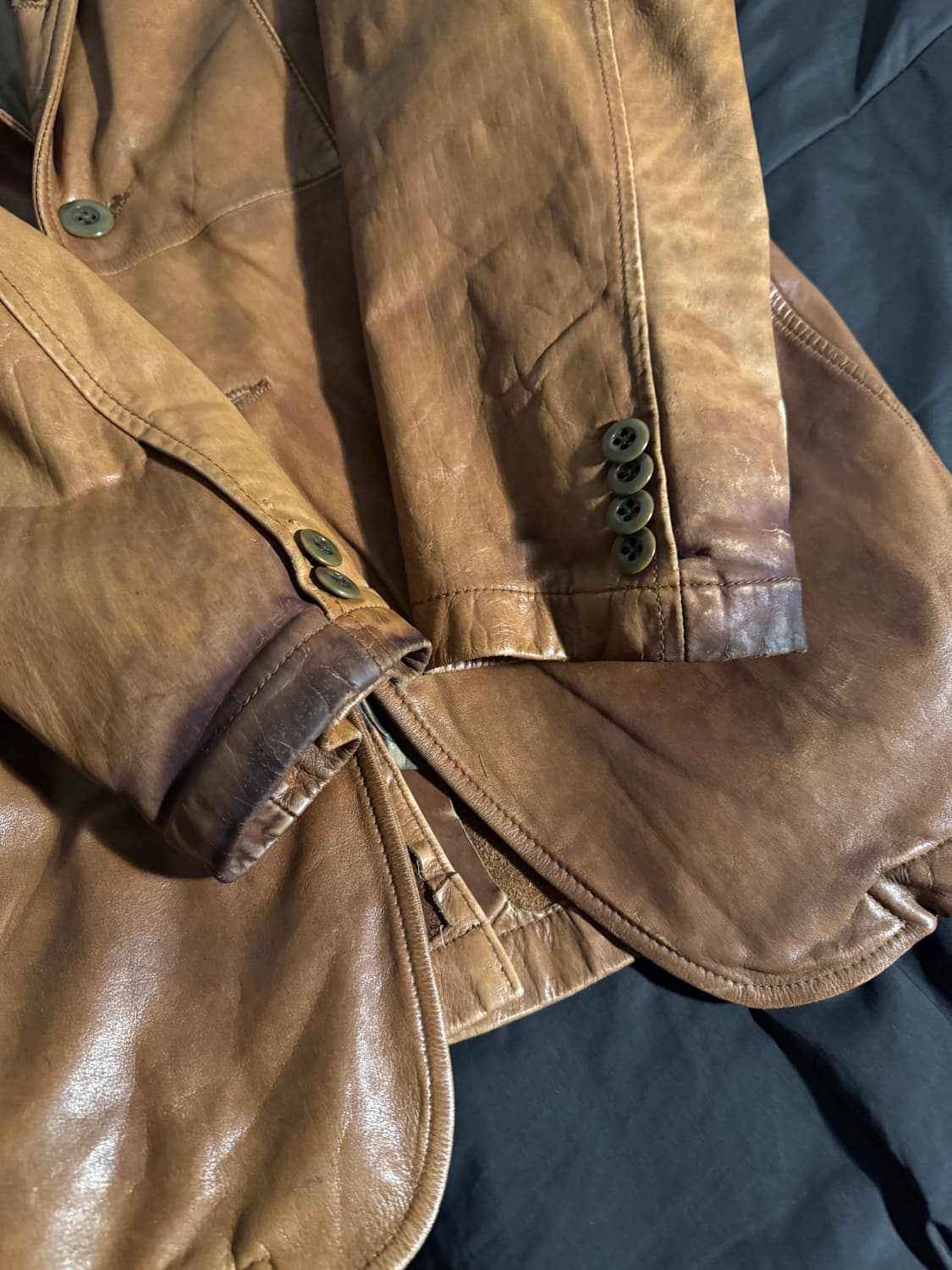 일본 빈티지 소가죽 블레이저 상품이미지4