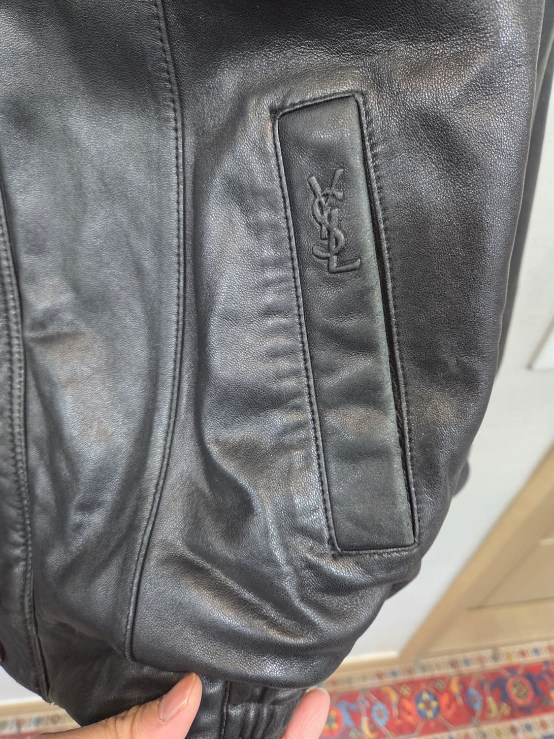 입생로랑 빈티지 올드스쿨 양가죽 봄버자켓 L 상품이미지4