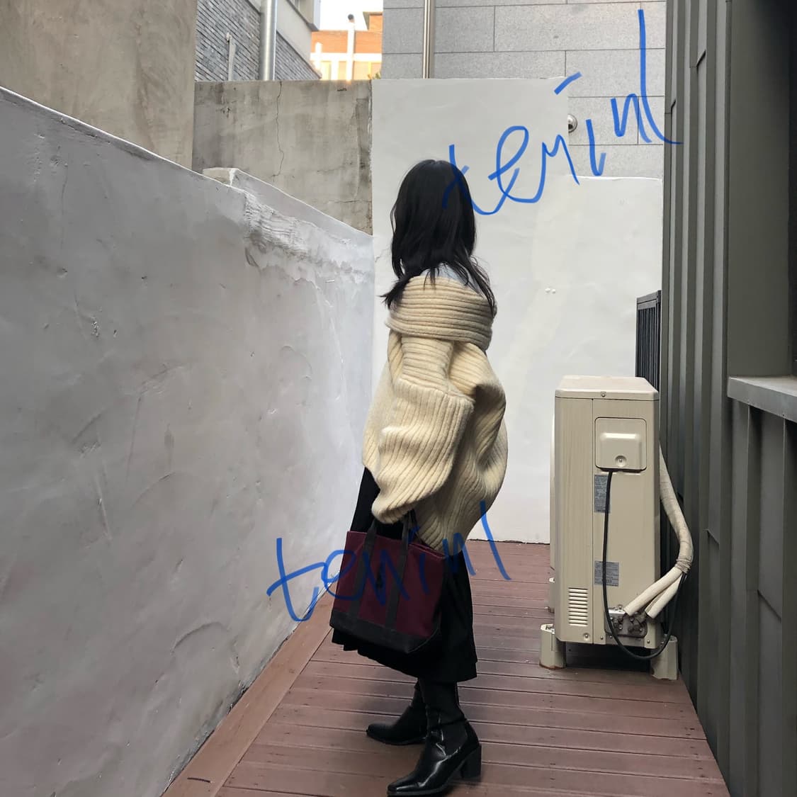 애옹쓰 오프숄더 니트 베이지 상품이미지4