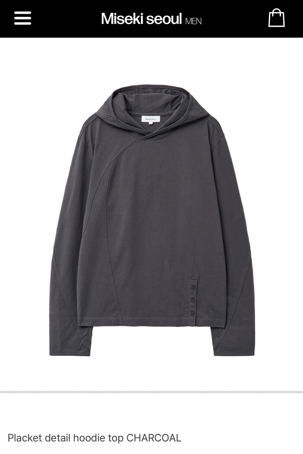 미세키서울 맨-Placket detail hoodie top 후디 상품이미지1