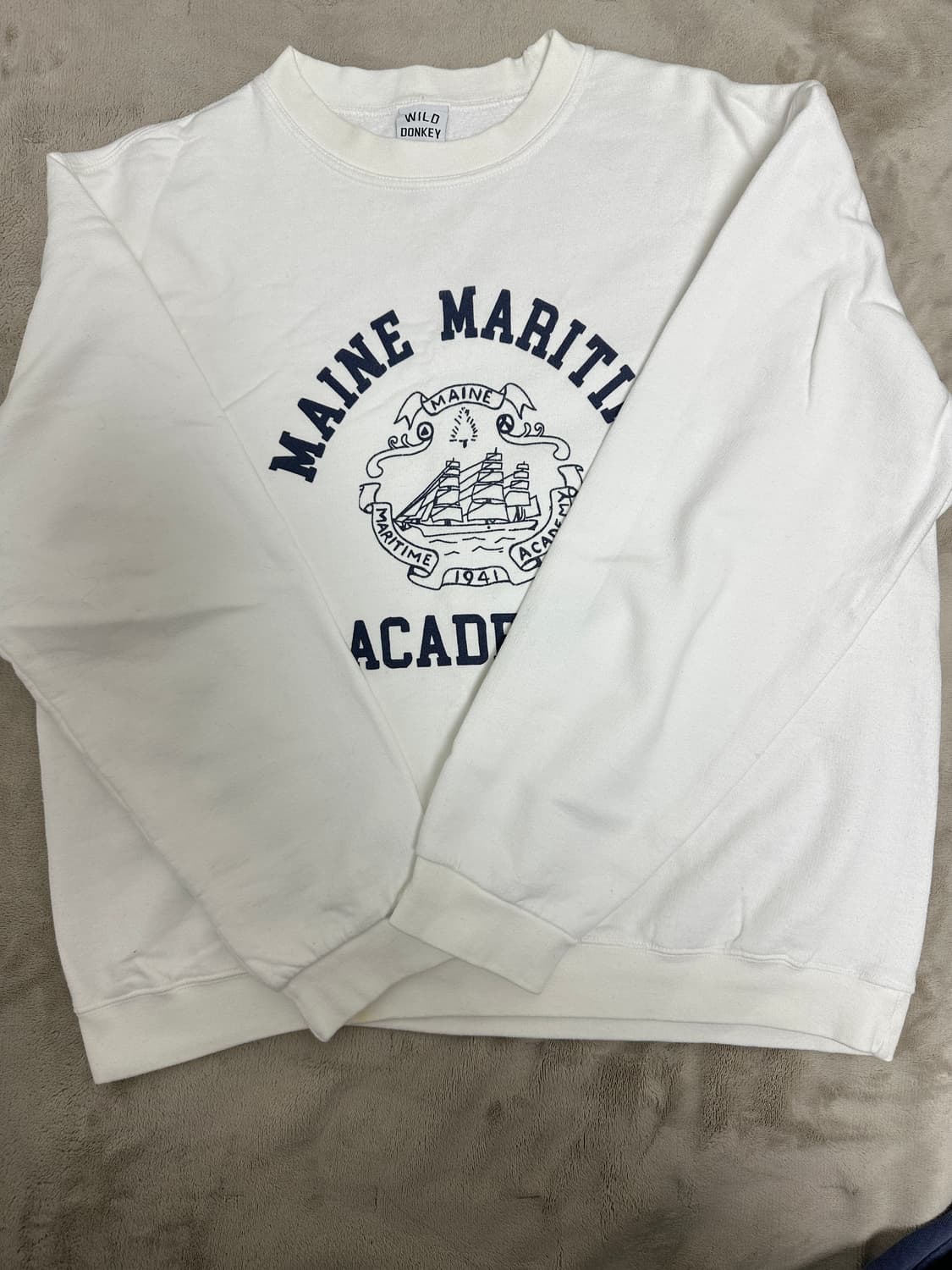 와일드 동키 화이트 맨투맨(기모) 상품이미지1