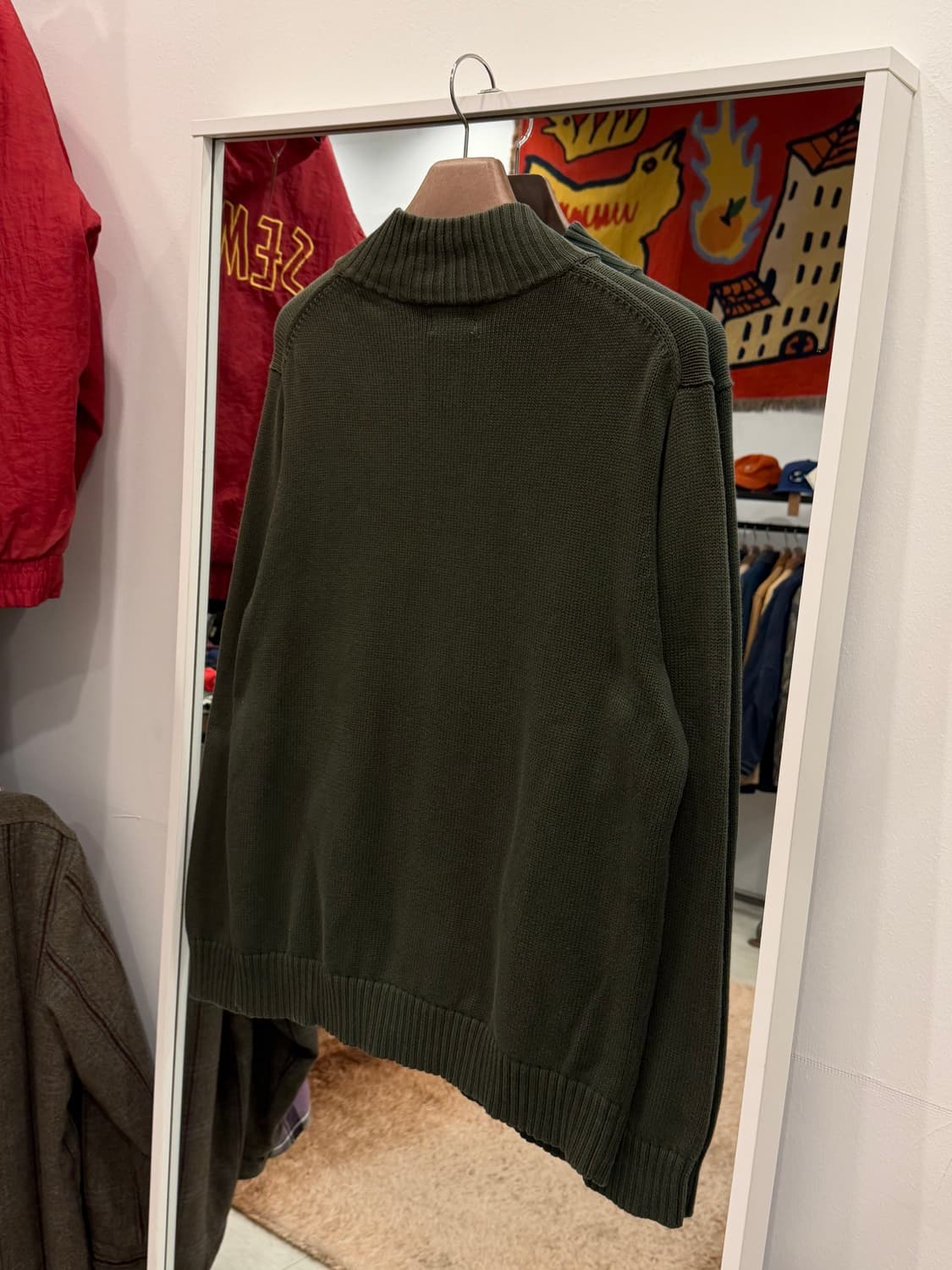 00s L.L.Bean 엘엘빈 코튼 니트 집업 (khaki) 상품이미지7