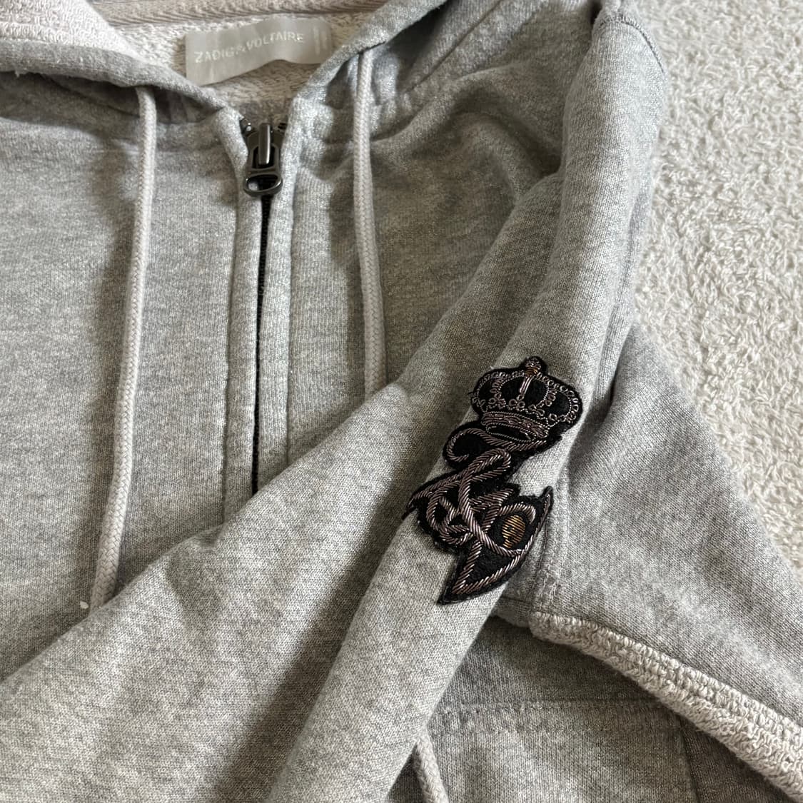 빈티지 y2k 그레이 글로시 포인트 후드집업 상품이미지5