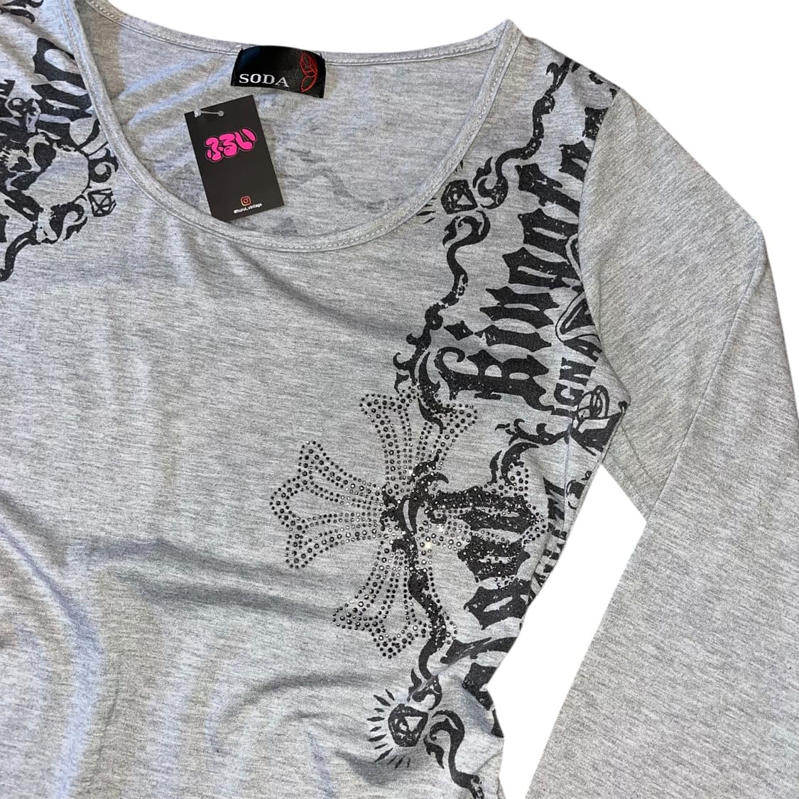 십자 프린팅 큐빅 긴팔티 펑크y2k갸루 상품이미지5