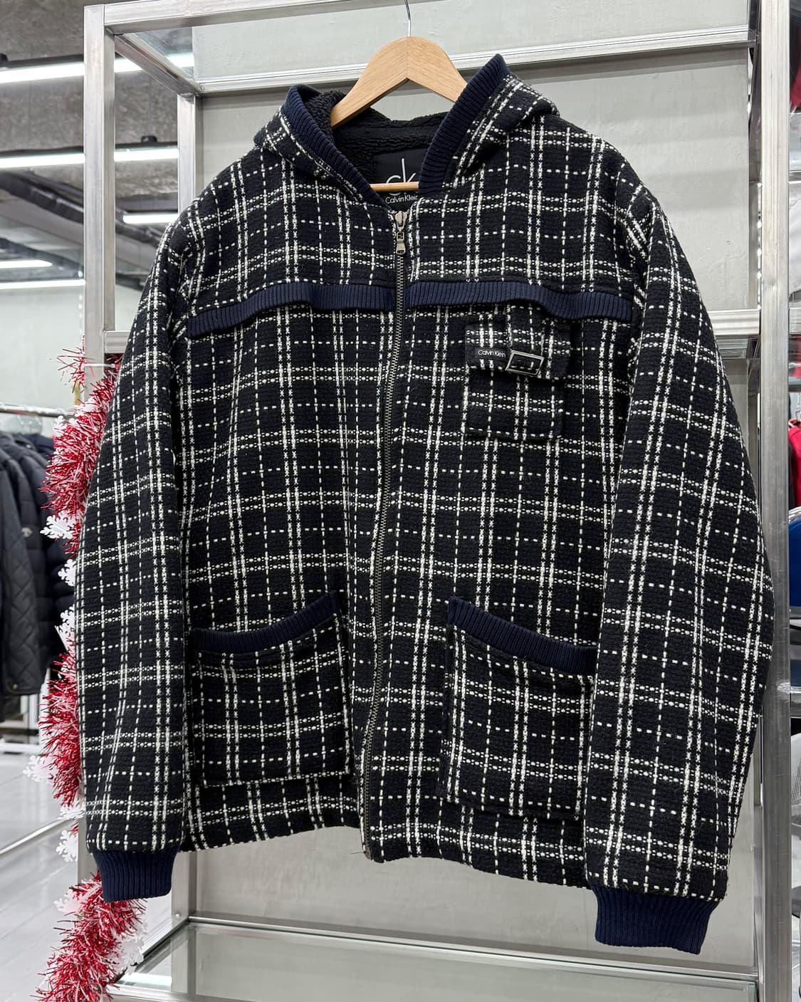 캘빈 클라인 00s 트위드 후드 점퍼 상품이미지2