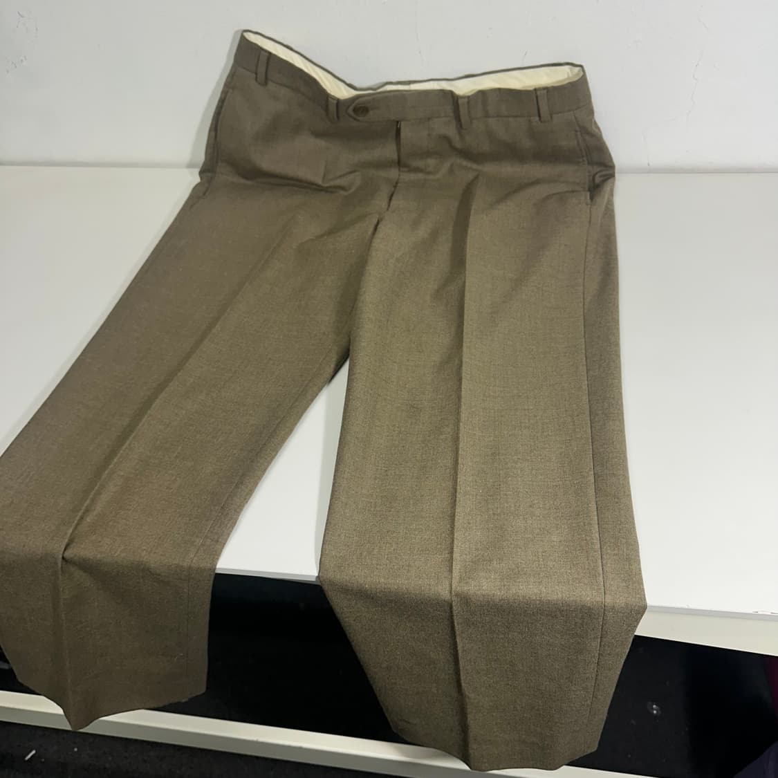 XL 34-36 브룩스브라더스 카키브라운 테이퍼드핏 원턱 울슬랙스 상품이미지3