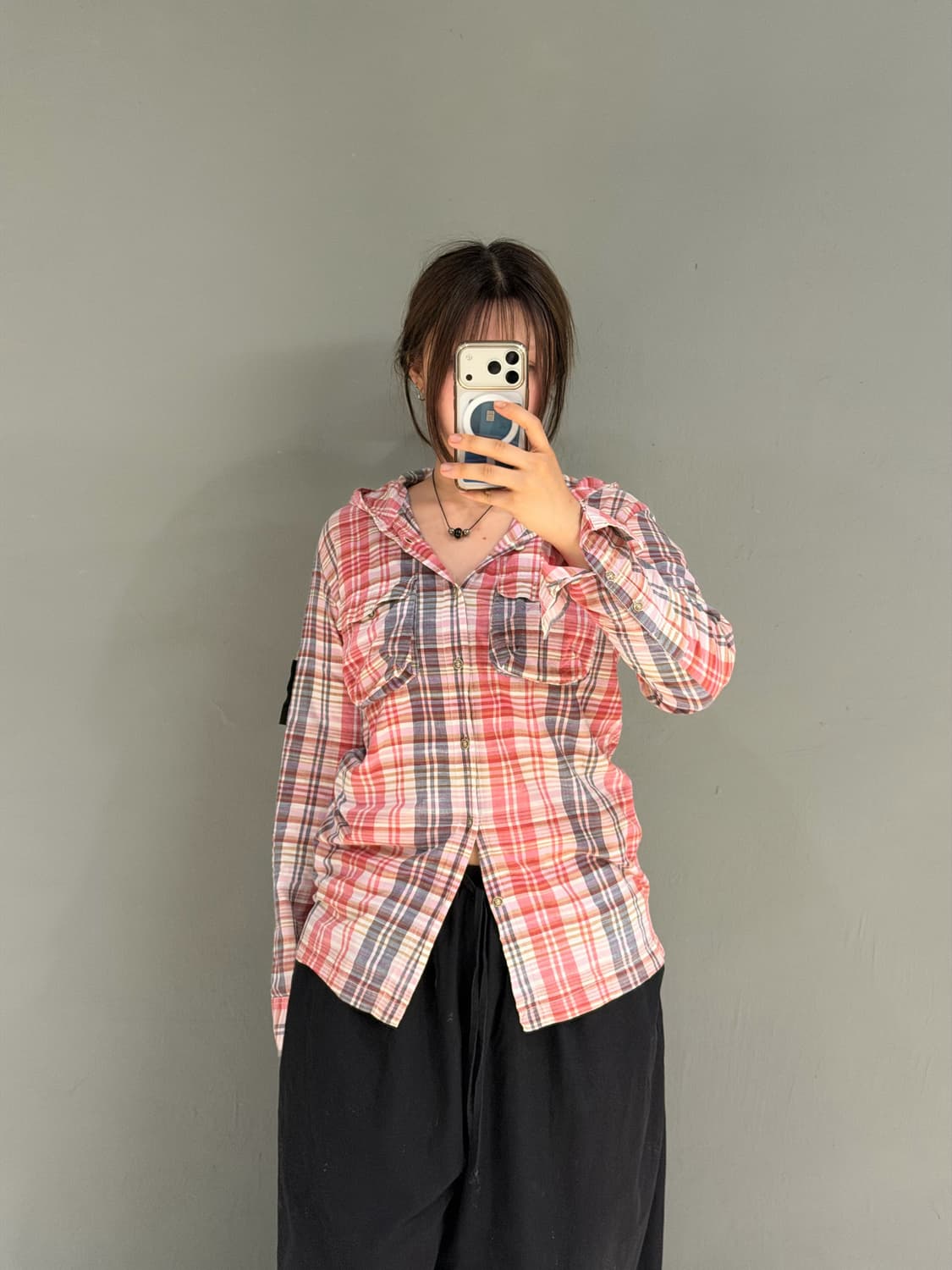55DSL check pattern hood shirt 상품이미지2