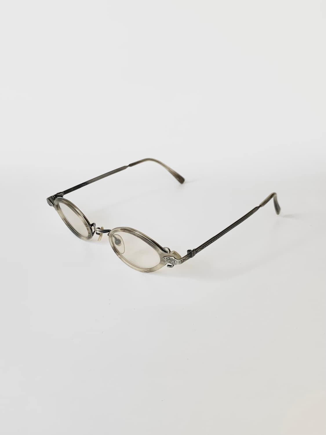 [픽키-584] 앤틱 실버 오벌 안경테 빈티지 메탈 장식 소형 프레임 상품이미지2