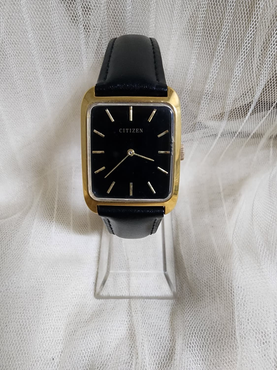 70's 빈티지 시티즌 블랙다이얼 사각 금장 수동 시계 공용 상품이미지1