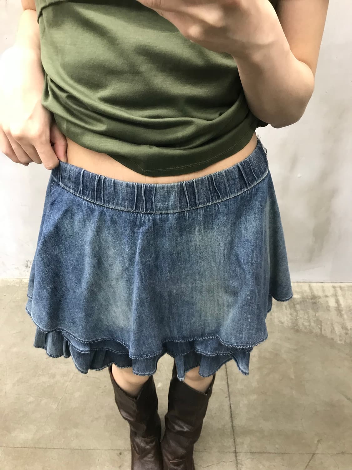 Frill denim mini sk 상품이미지7