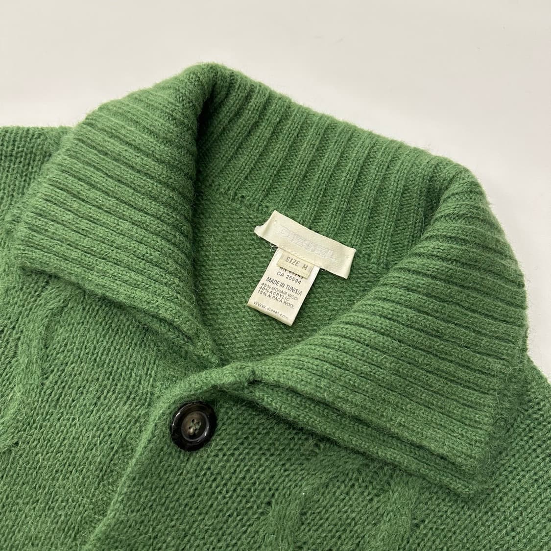 Diesel 디젤 모헤어 알파카 그린 더블 카라 케이블 상품이미지3