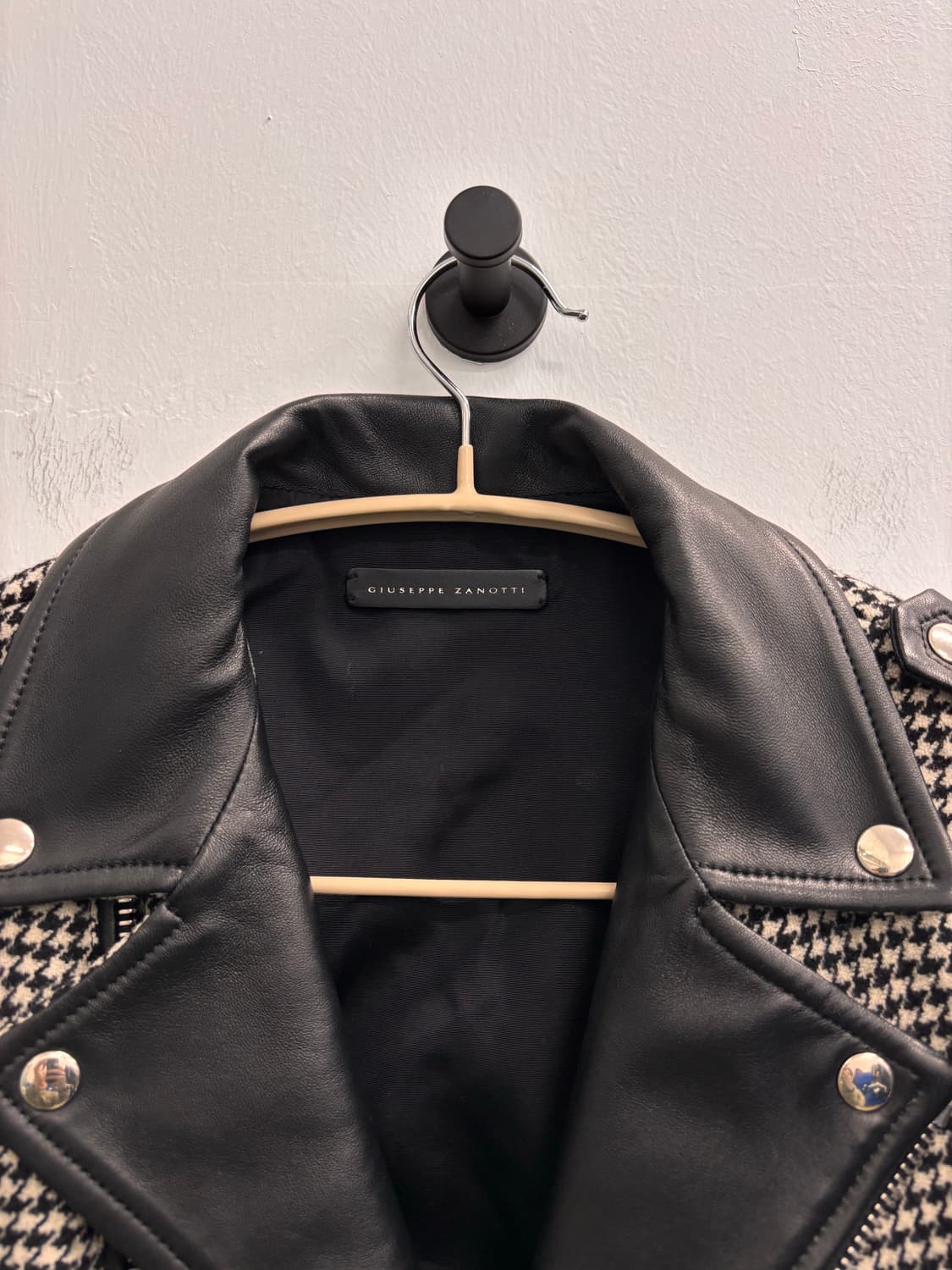 쥬세페 자노티 하운즈투스 체크 콤비 레더 라이더 자켓 상품이미지10