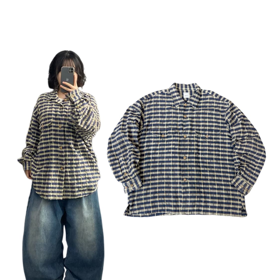 JPN 제팬 그런지 타올 체크 셔츠 상품이미지1