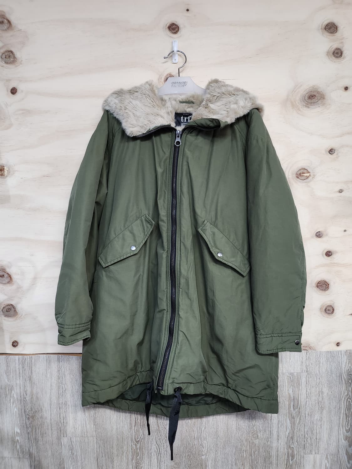 465) 자라 TRF 카키색 퍼 후드 야상 점퍼 상품이미지1