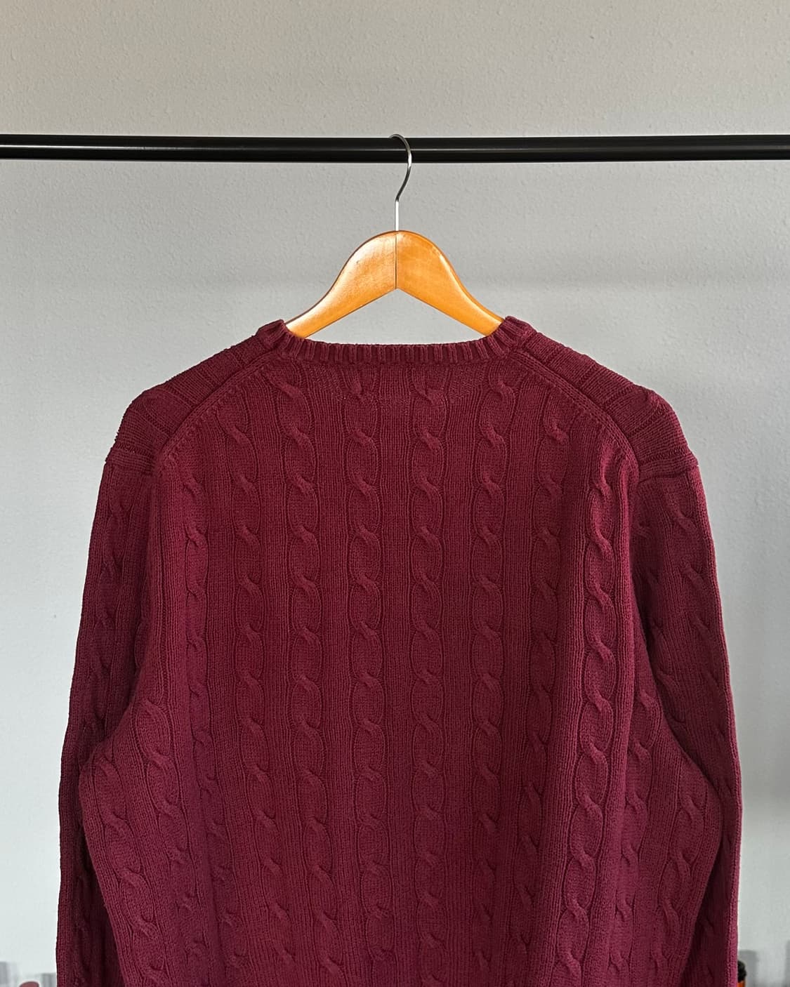 [L]폴로 랄프로렌 버건디 케이블 니트 스웨터 상품이미지5