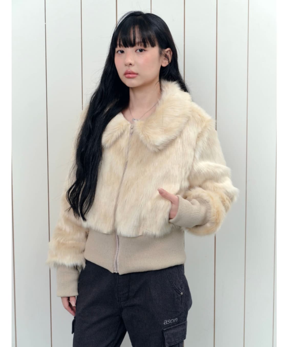 애즈온 오벨 퍼자켓 아이보리 상품이미지1