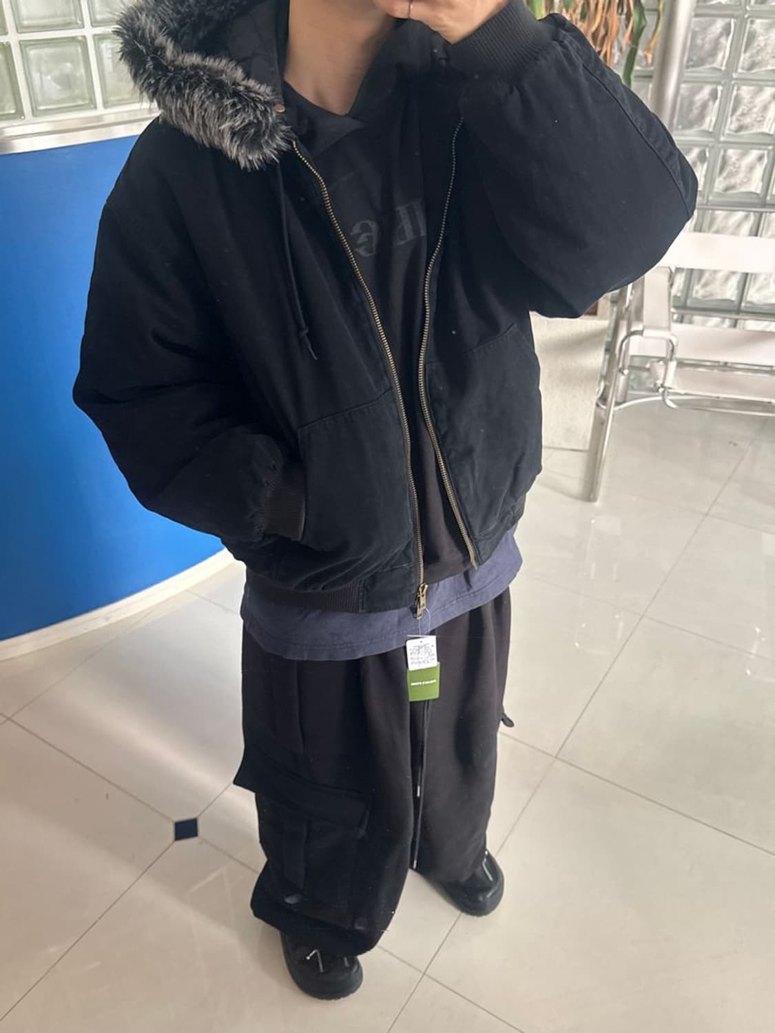 FAKE FUR ZIP UP HOODIE 투웨이 지퍼 후드티 블루종 상품이미지4