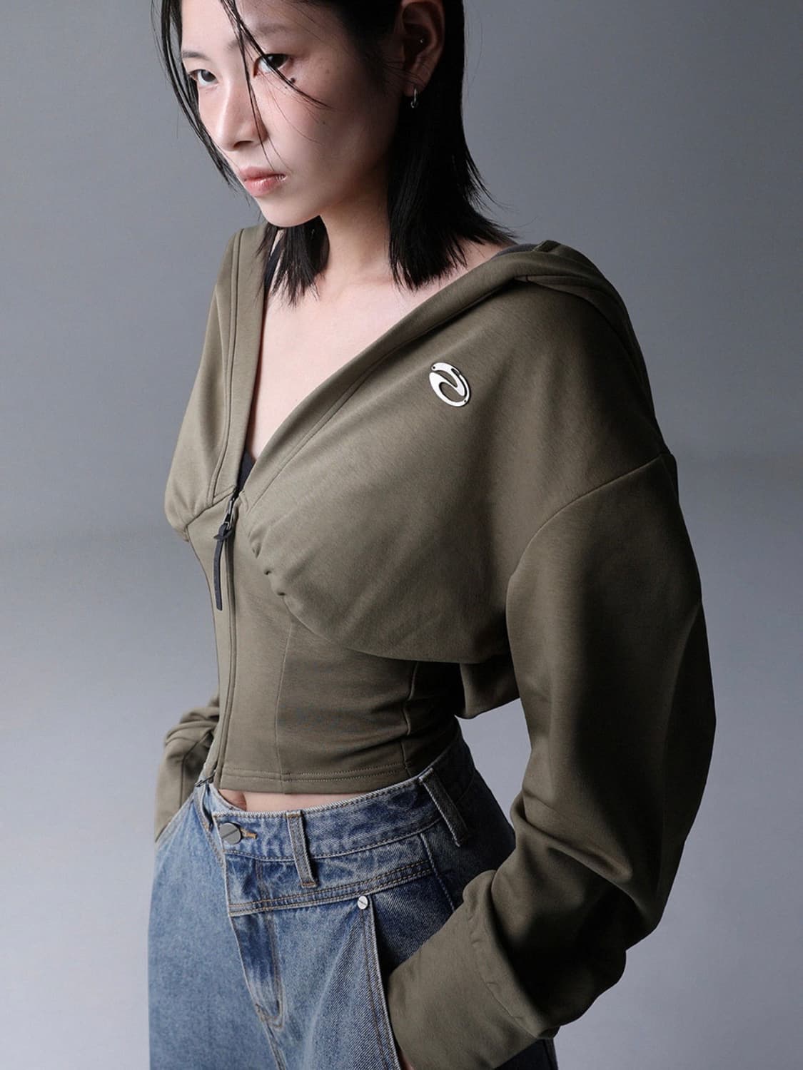 어반드레스x젠더스트 후드집업 카키 상품이미지3