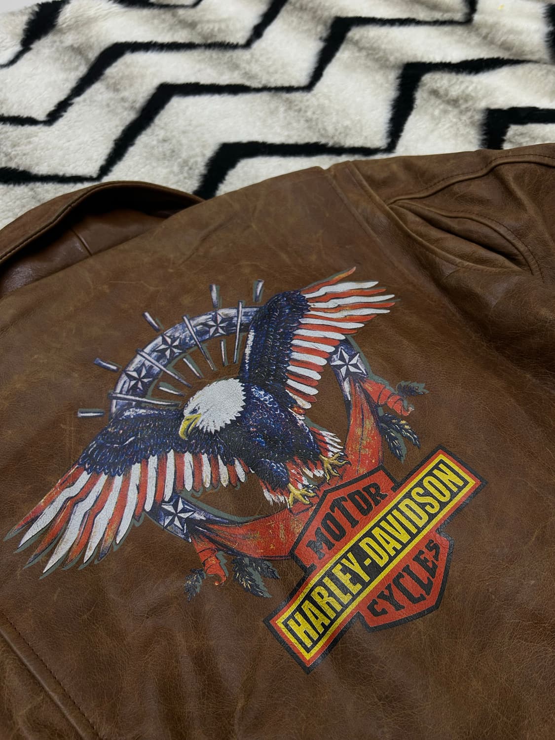 [실측M]할리데이비슨 숏 소가죽 라이더 자켓/브라운 상품이미지1
