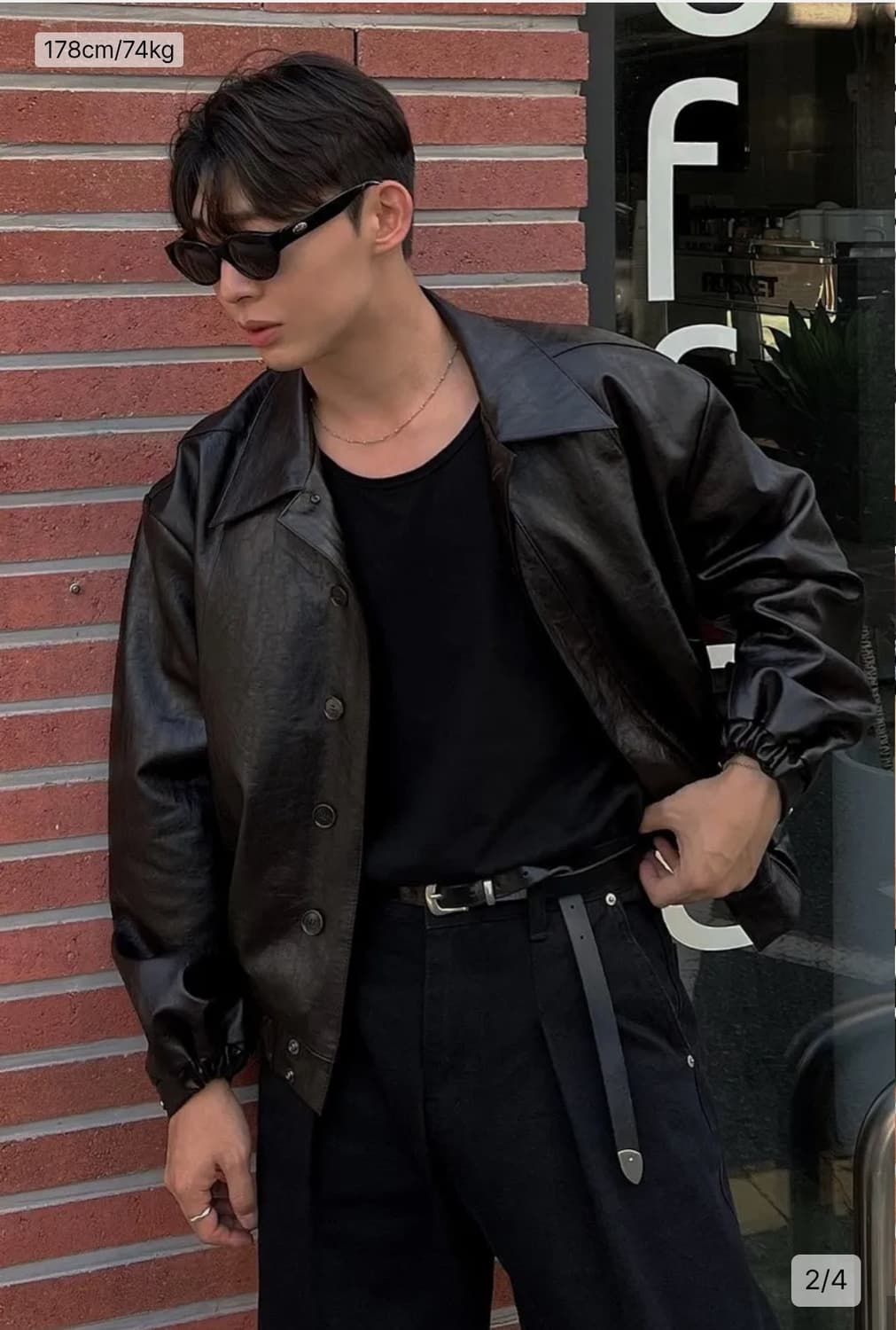 르마드 오버핏 절개 포켓 레더 자켓 상품이미지1