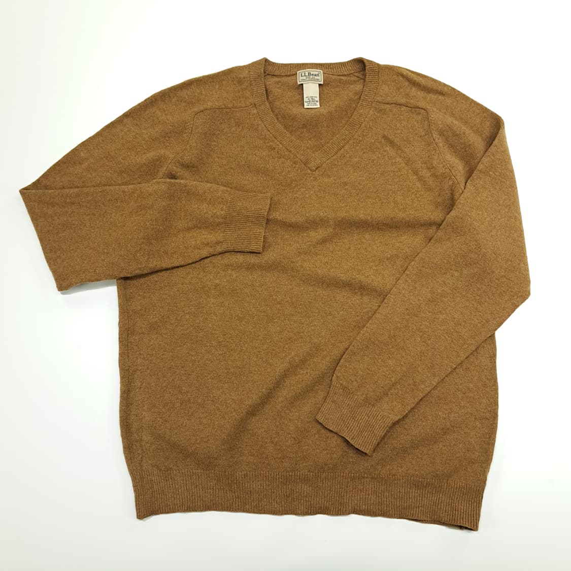 CN944 XL 엘엘빈 카멜브라운 램스울 V넥 긴팔 니트 스웨터 상품이미지2