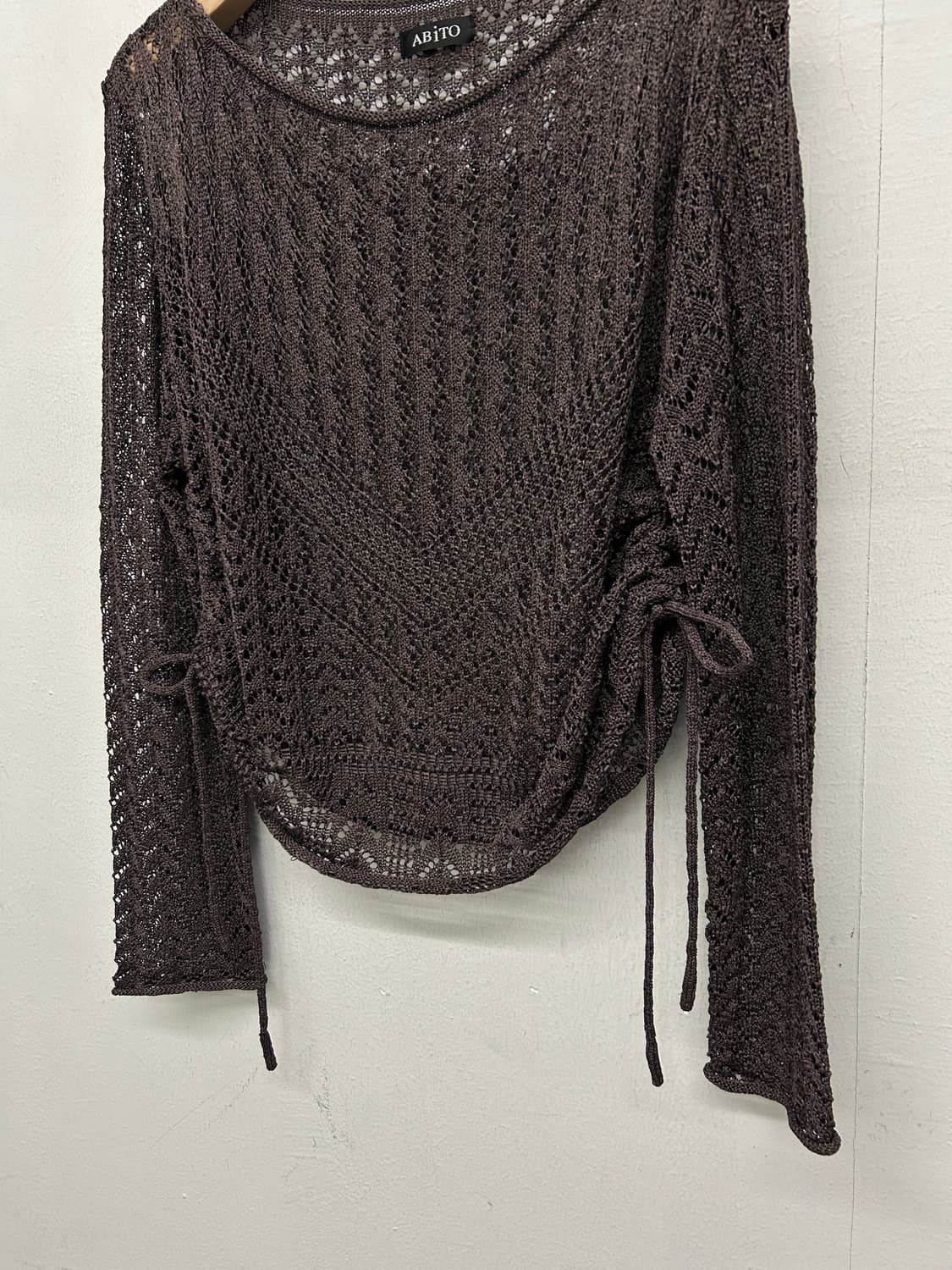ABITO 브라운 크로셰 니트 긴팔 상품이미지3