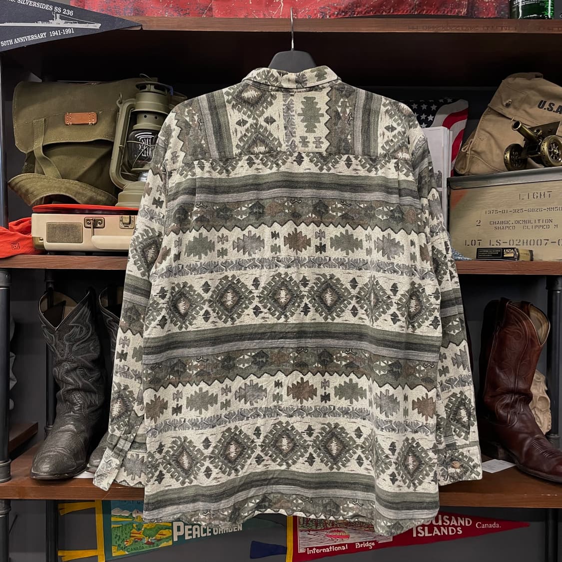 90s USA 빈티지 에스닉 패턴 포켓 셔츠 상품이미지2