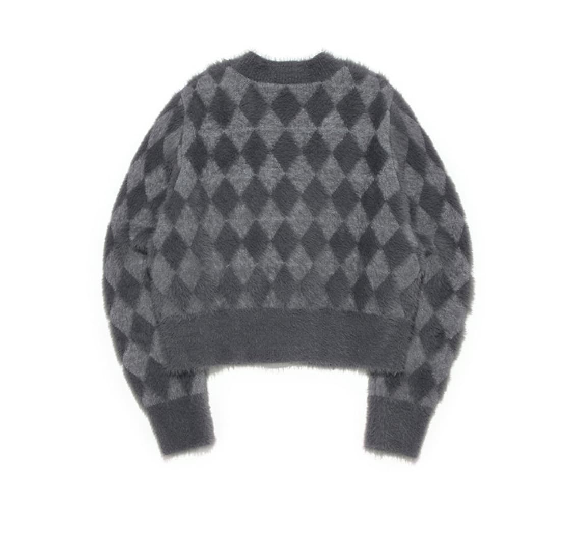 Lee 헤어리 아가일 가디건 차콜 상품이미지2