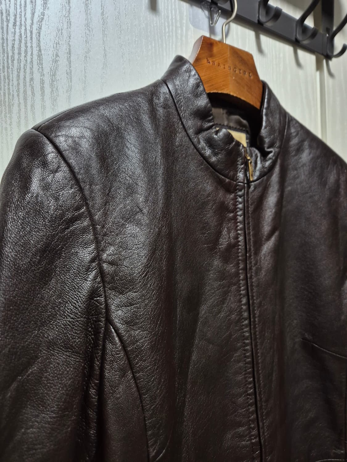 JPN 빈티지 초코브라운 양가죽 지퍼 자켓 상품이미지3