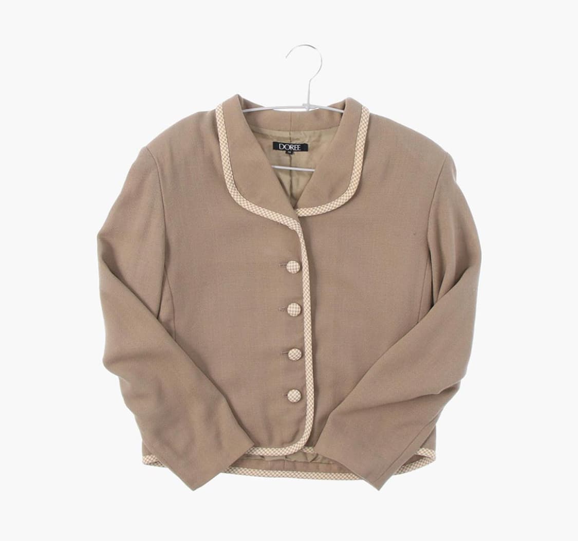 빈티지 모리걸 라떼갸루 체크 울 자켓 블레이저 상품이미지1