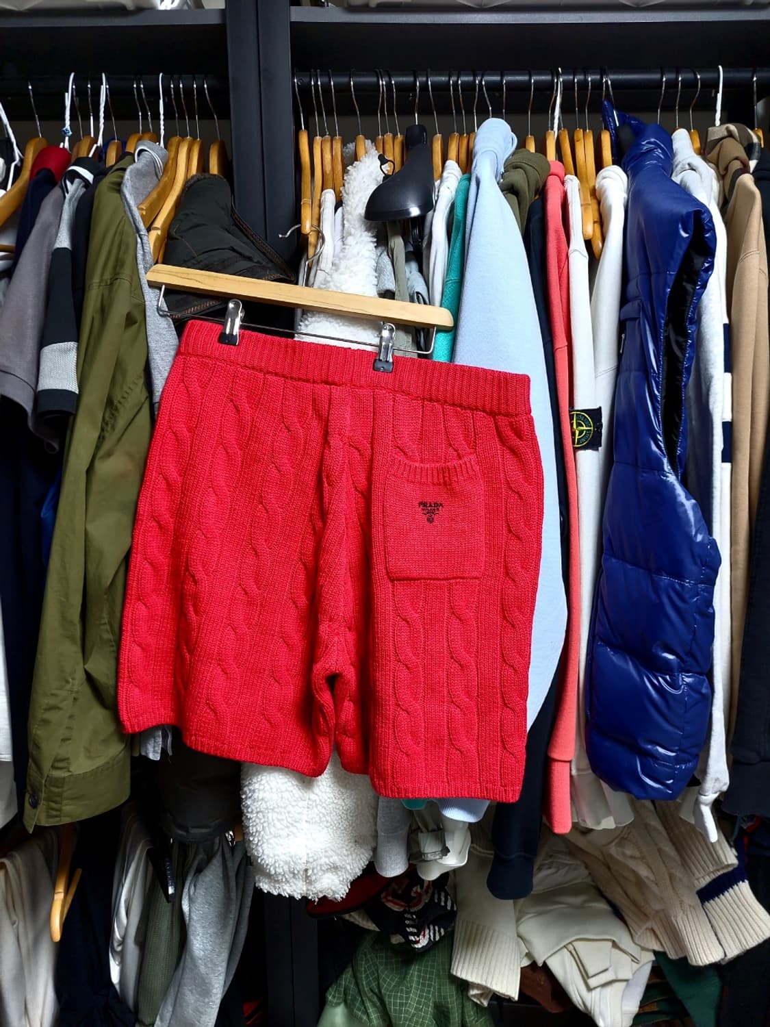 프라다 버건디 케이블 캐시미어 니트 반바지 50 백화점판 상품이미지2