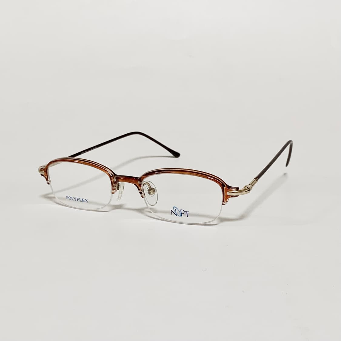 983 데드스탁 빈티지 안경테 반무테 레트로 하프림 클리어 브라운 상품이미지2