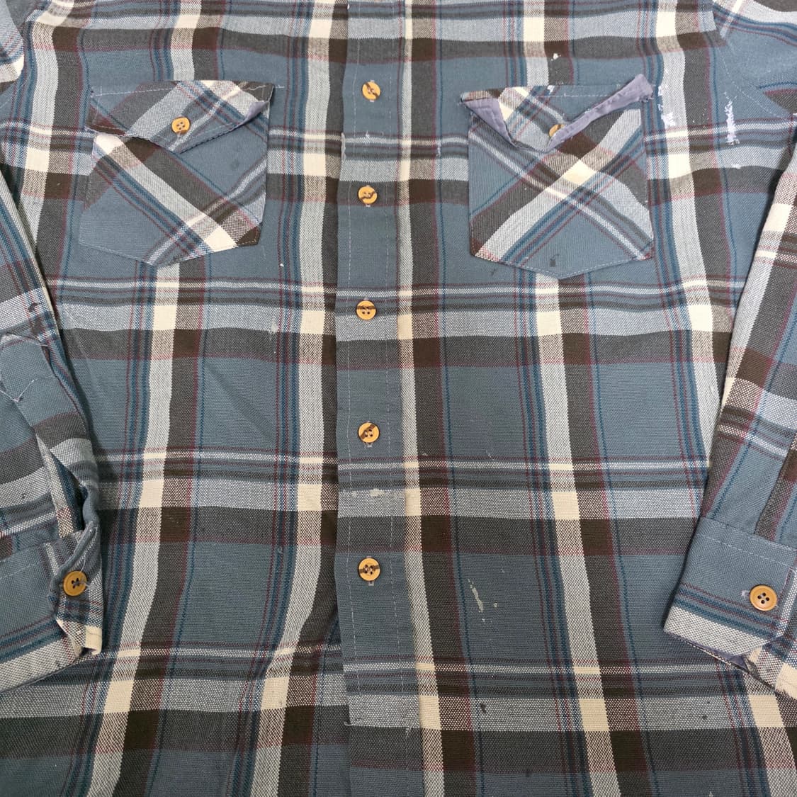 [L] 90s 러기드웨어 플란넬 체크 셔츠 페인팅, 페이드 상품이미지2