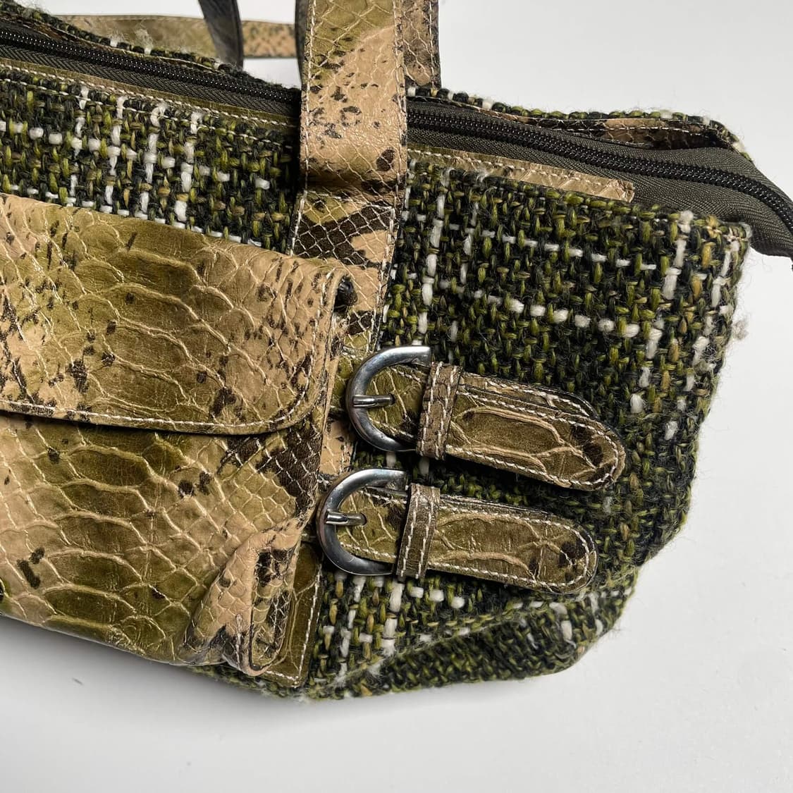 Arcadie 뱀패턴 &초록 트위드 백 (italy)   상품이미지6