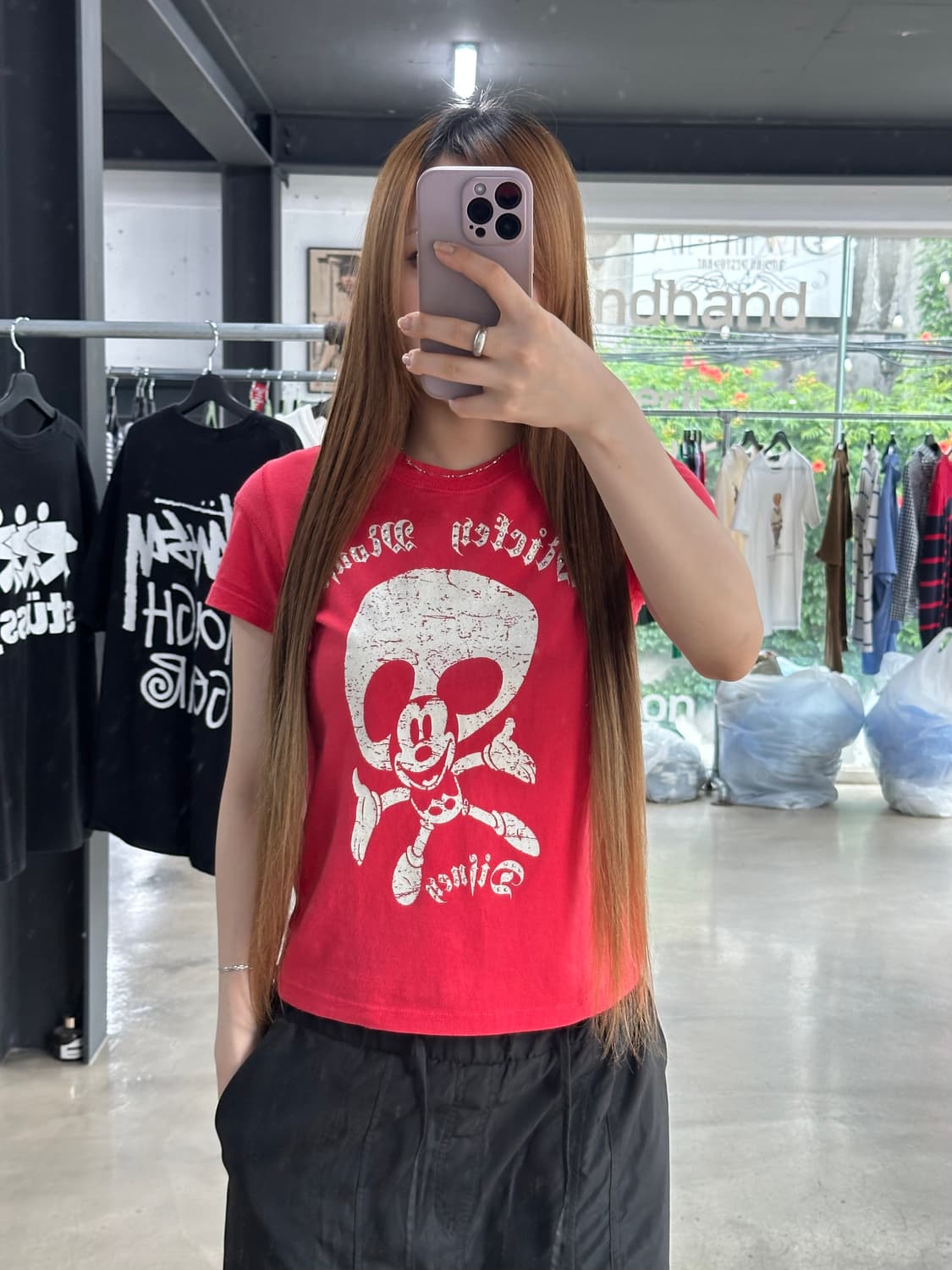 ASK enquired Y2K펑크 글리터 스터드 반팔티 상품이미지1
