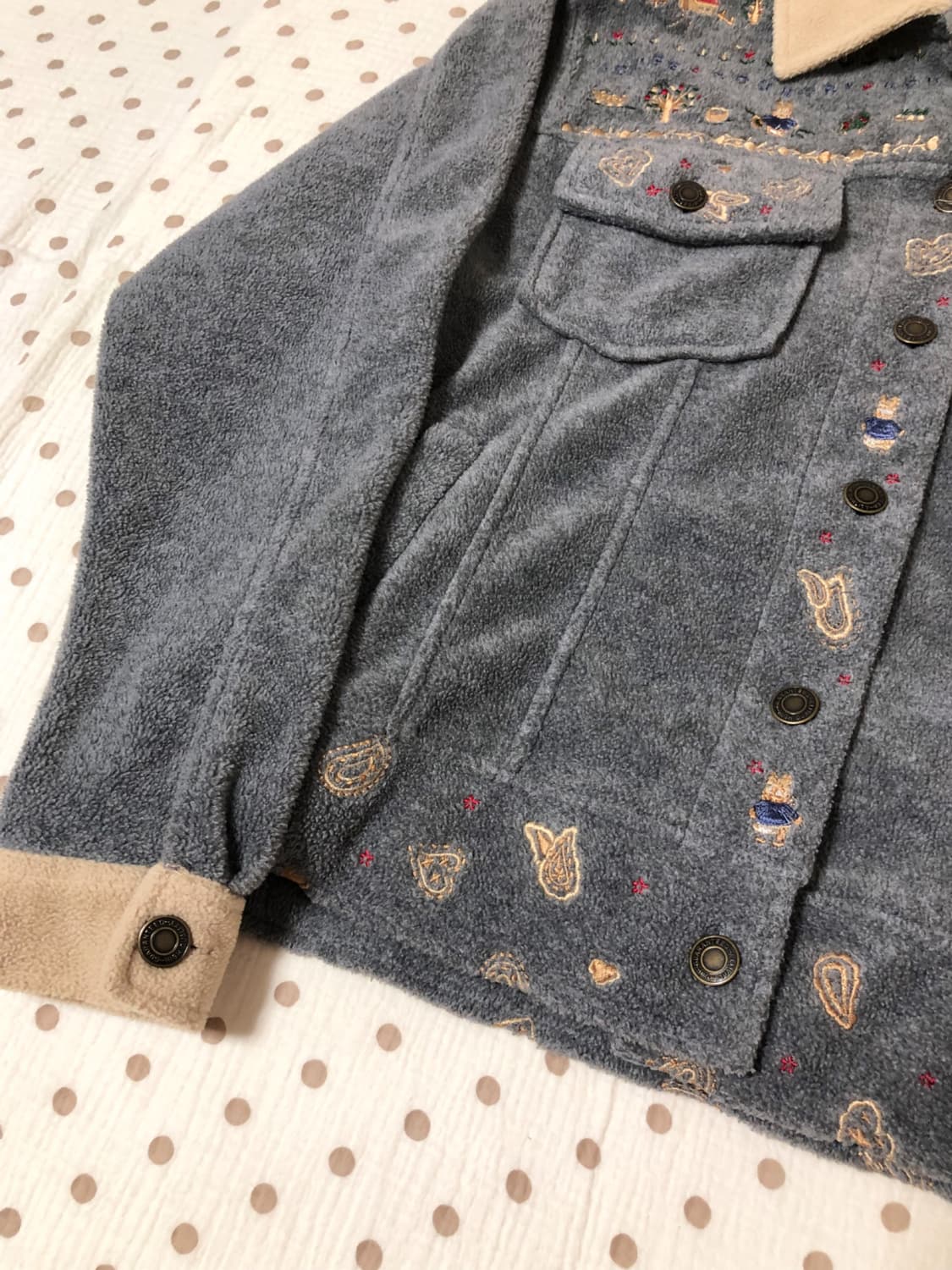 빈티지 모리 자수 후리스 자켓 상품이미지3