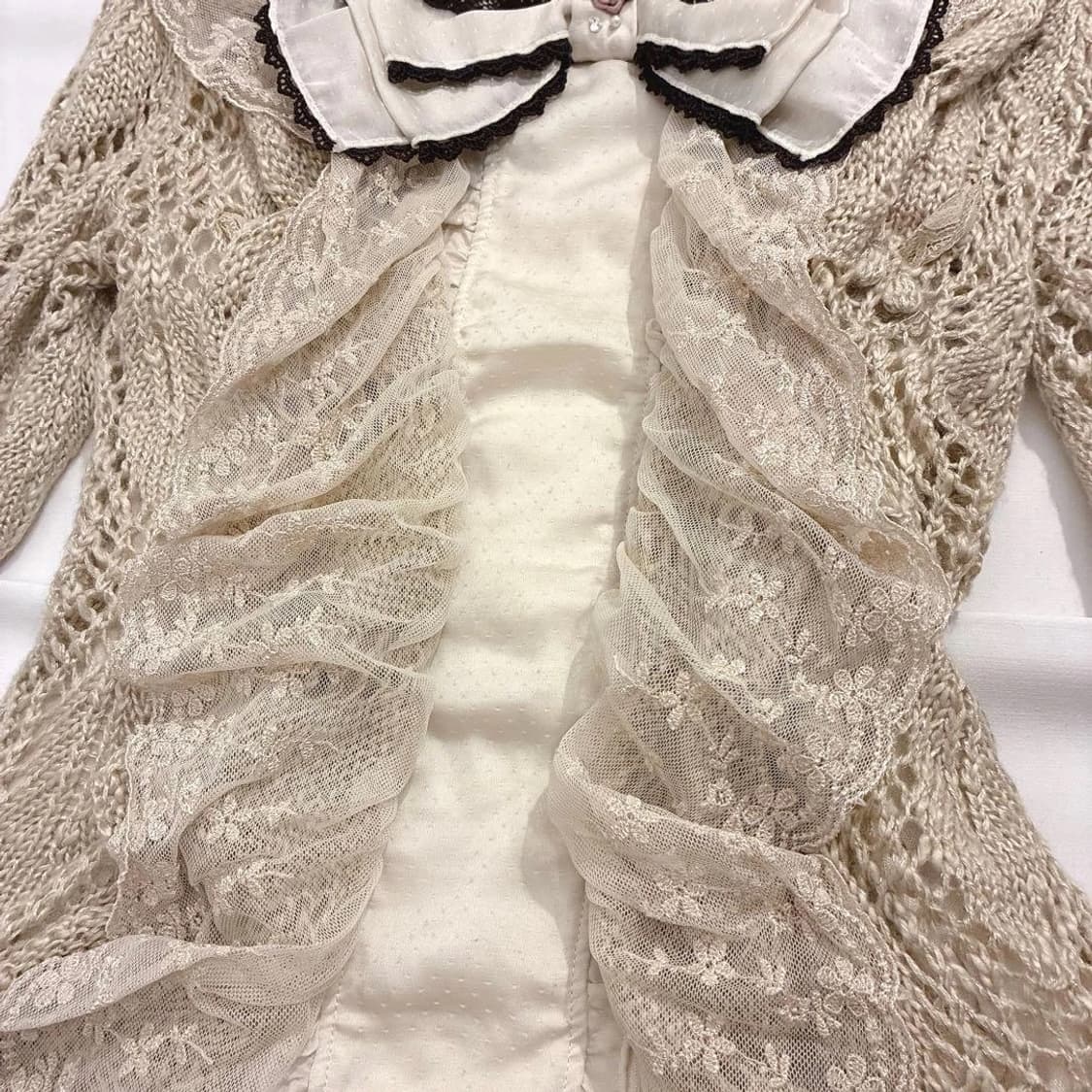 대장급 엑시즈팜 빅 리본 라떼갸루 히메갸루 니트 가디건 빈티지 상품이미지3