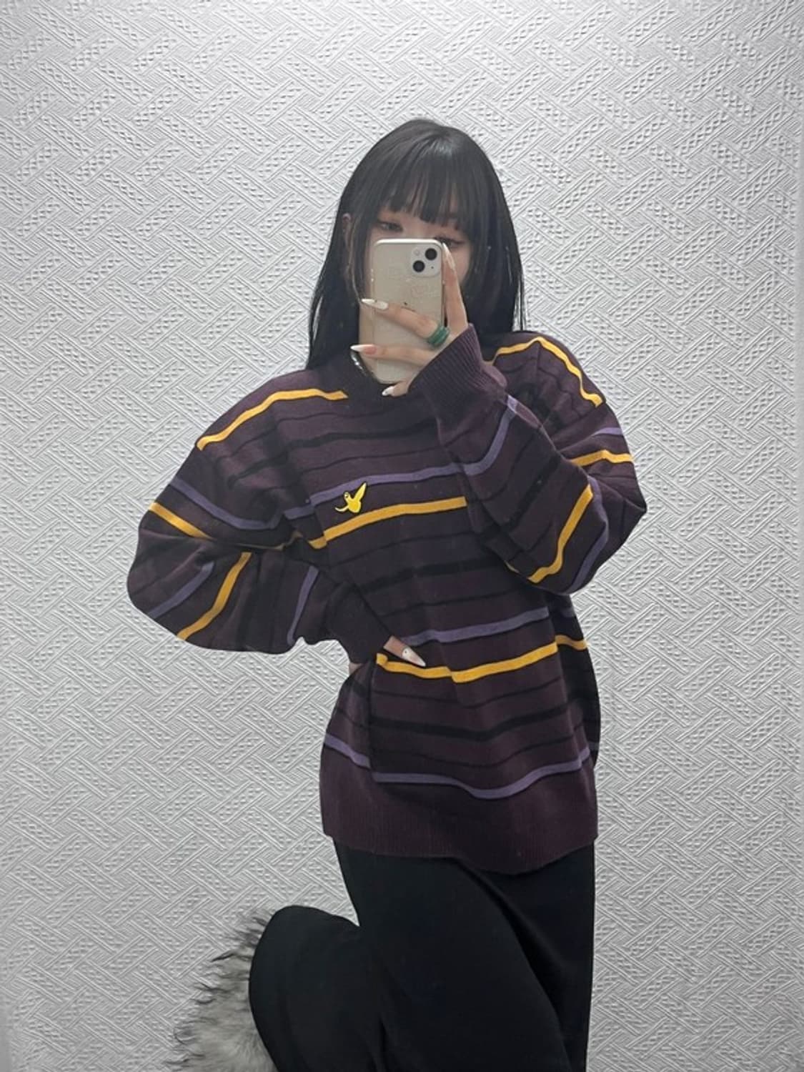 마크곤잘레스 레트로 스트라이프 딥퍼플 니트 L C09384 상품이미지1