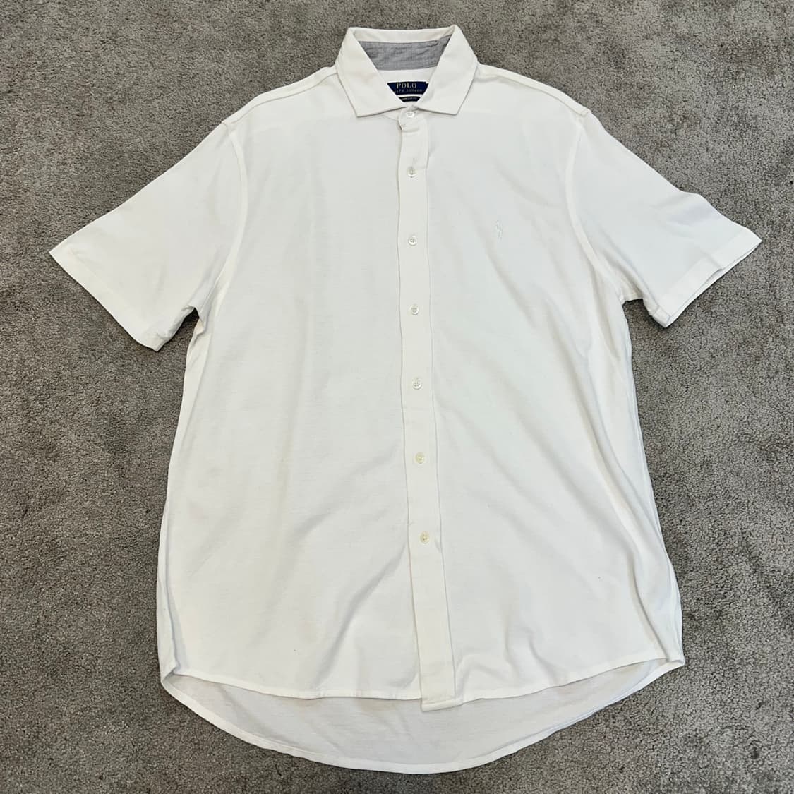 폴로 화이트 로고 커스텀 슬림 핏 반팔 셔츠L 상품이미지1