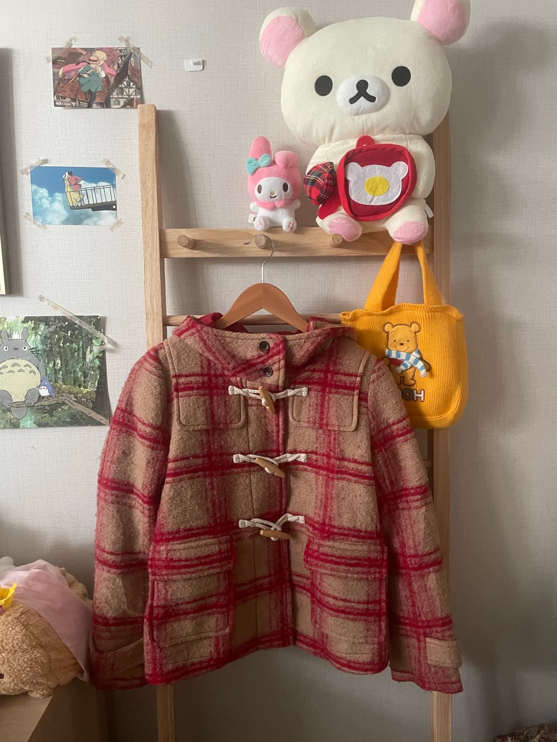 모리걸 빈티지 레드 체크 숏 떡코 상품이미지1