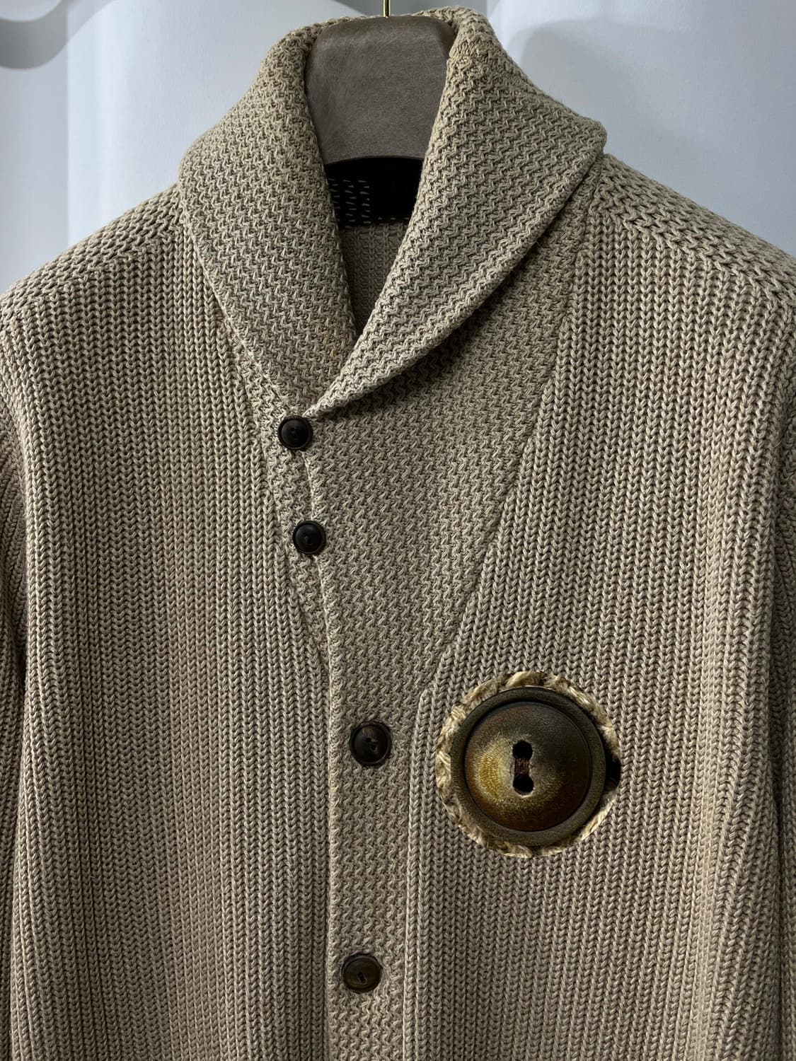 폴로 랄프로렌 베이지 코튼 셔들 니트 자켓 상품이미지4