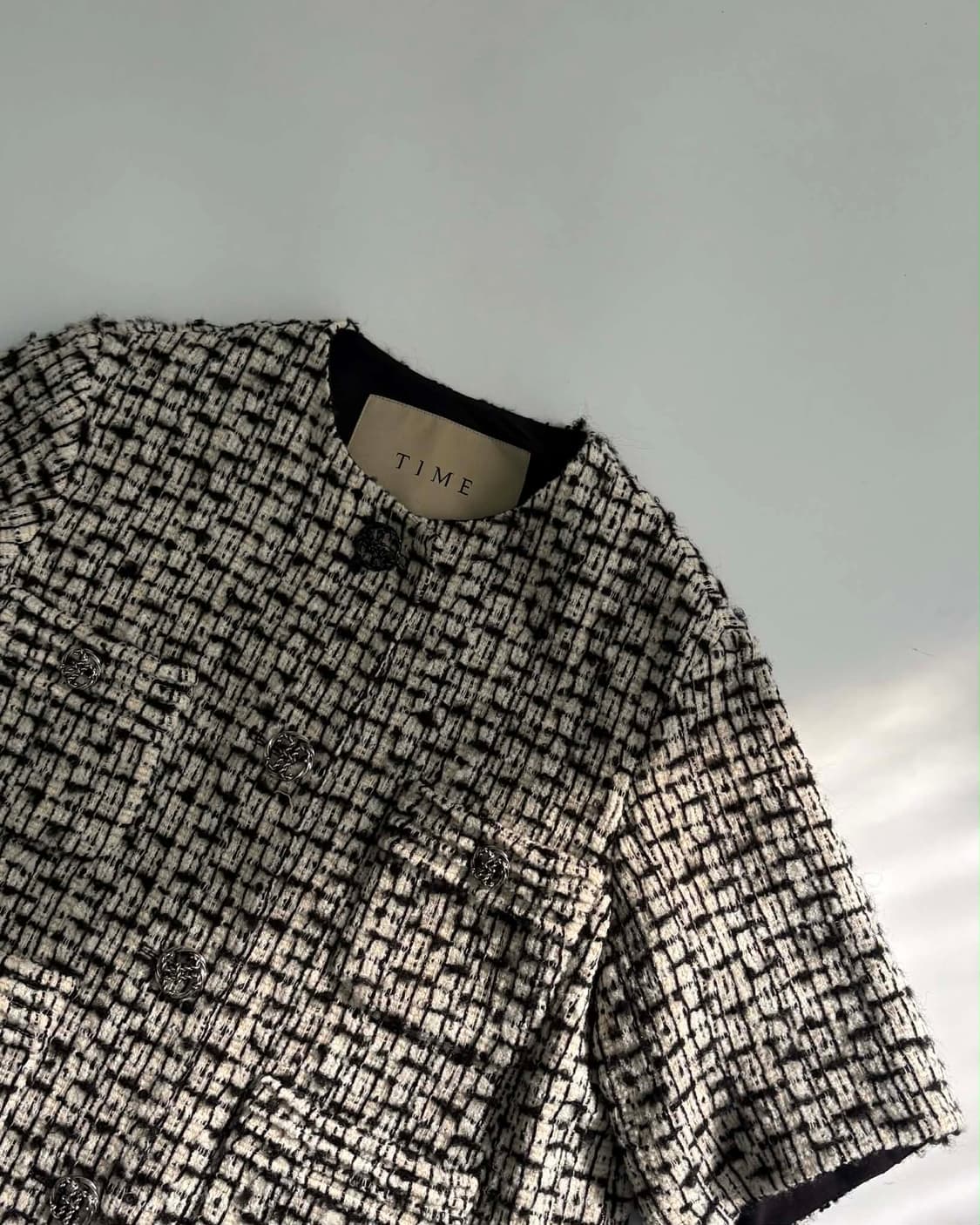 타임 한섬 TIME 21년 신형 울 블렌드 반팔 트위드 하프 자켓 상품이미지1