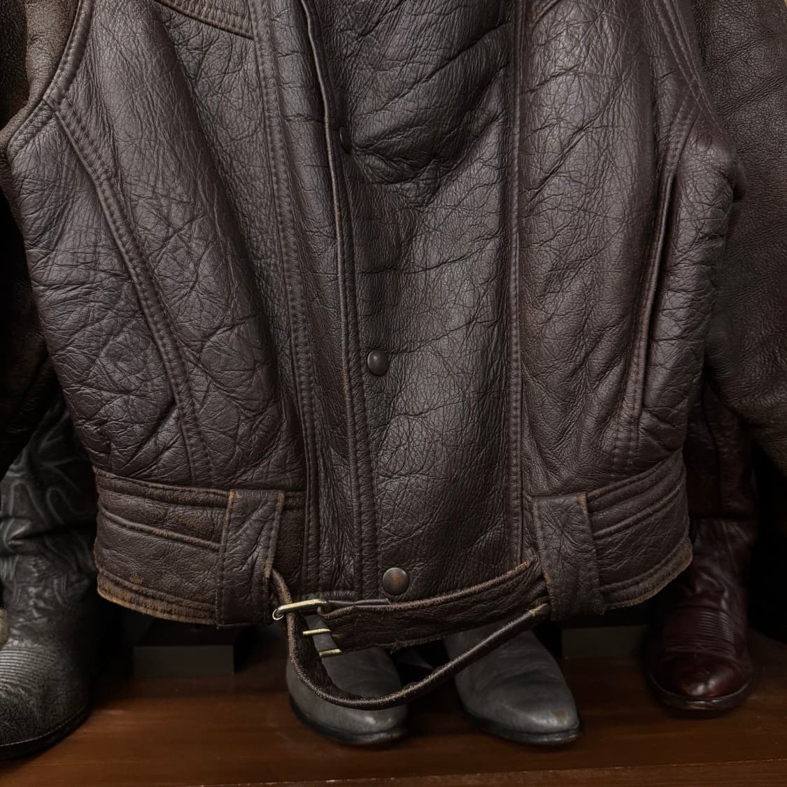 80s Made England 리얼 양 가죽 레더 빈티지 무스탕 N137 상품이미지4