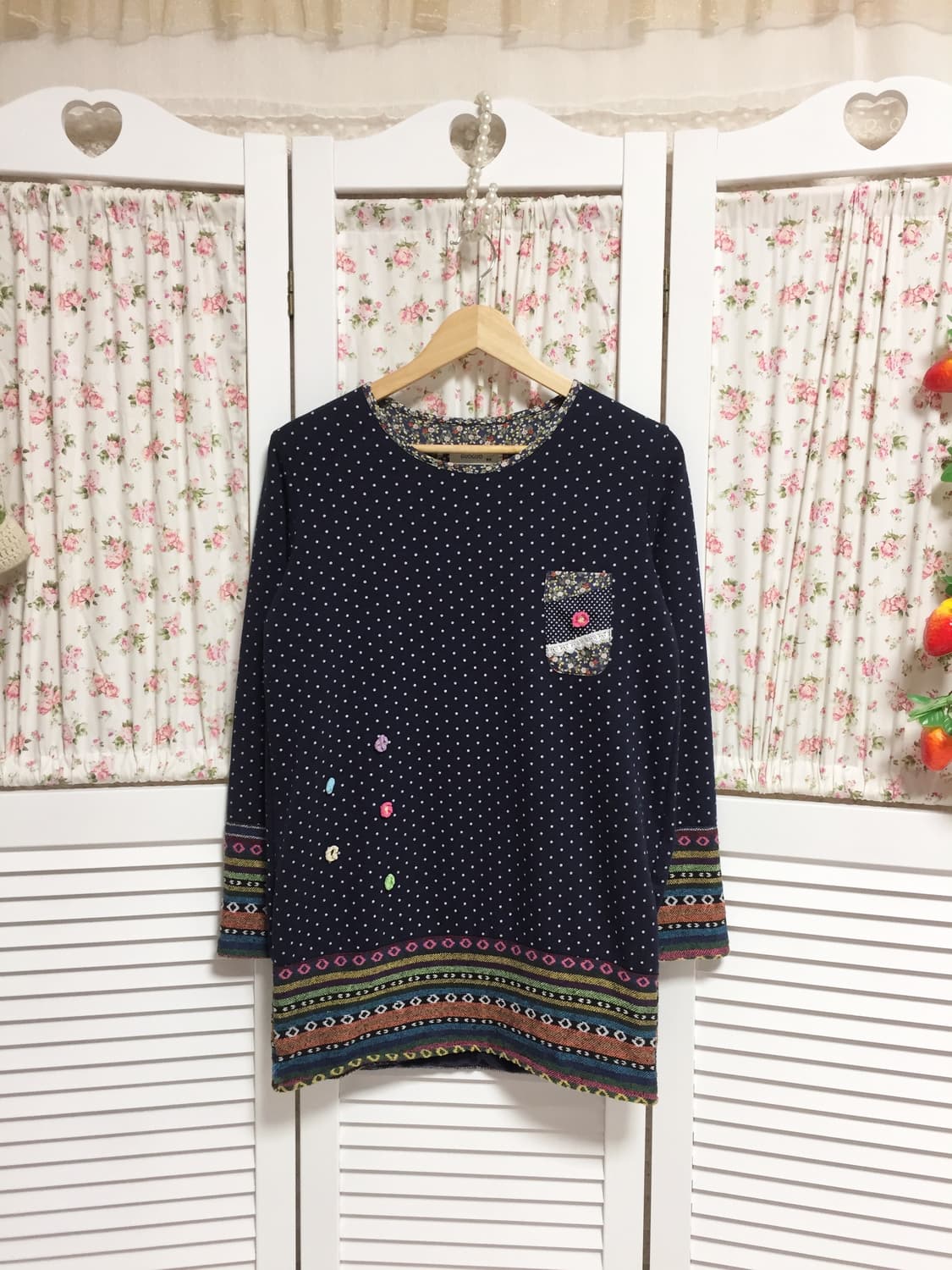 빈티지 히피모리 에스닉 소매 도트 슬리브 상품이미지1