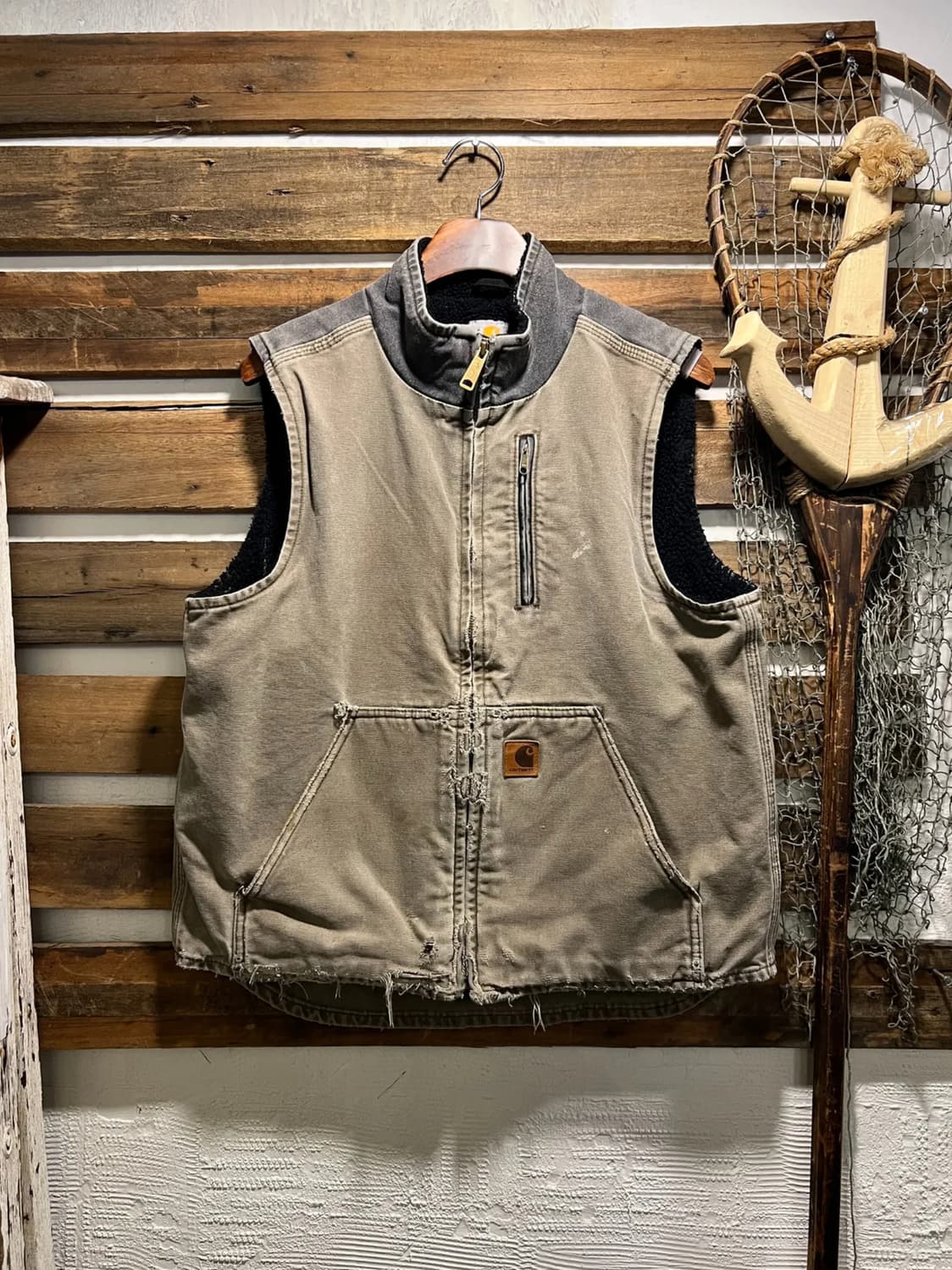 [M]칼하트 USA 쉐르파 라이닝 빈티지 워싱 워크 베스트 상품이미지1