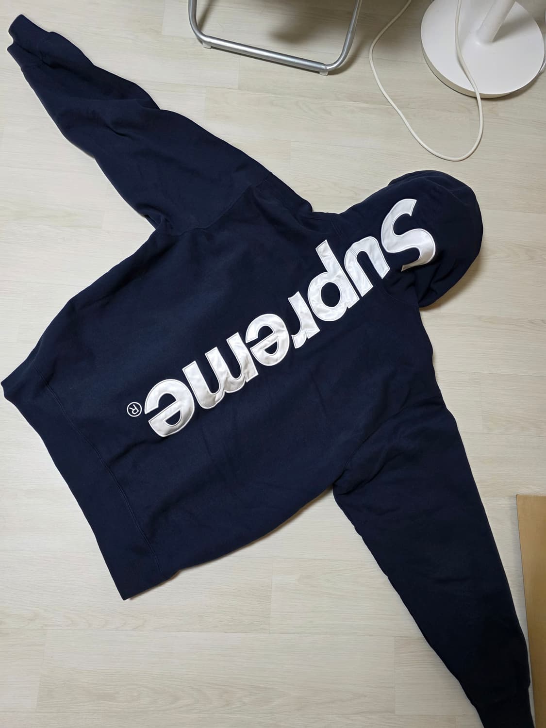 슈프림 사틴 아플리케 후드 네이비 22FW XXL 상품이미지2