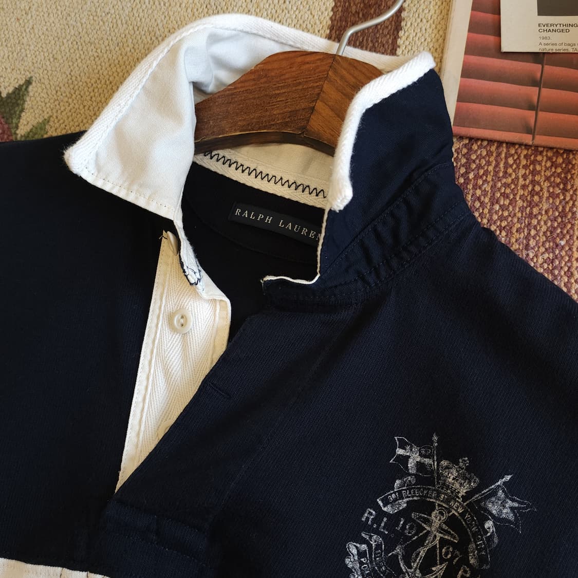 폴로 랄프로렌 카라티 맨투맨 럭비 스웻셔츠 닻 로고 컬러블록 M 상품이미지9