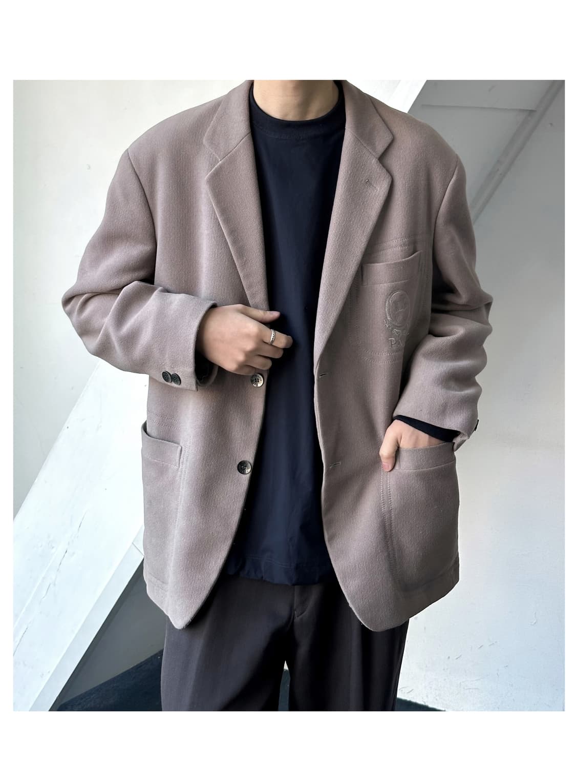 Micro boucle fabric over jacket 상품이미지1